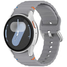 Wavy Grain Stitched Silver Buckle Silicone Watch Band, For Samsung Galaxy Watch 7 40 / 44mm - DealBuddy