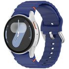 Wavy Grain Stitched Silver Buckle Silicone Watch Band