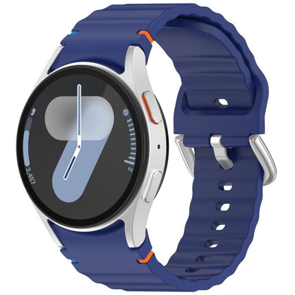 Wavy Grain Stitched Silver Buckle Silicone Watch Band, For Samsung Galaxy Watch 7 40 / 44mm - DealBuddy