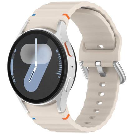 Wavy Grain Stitched Silver Buckle Silicone Watch Band