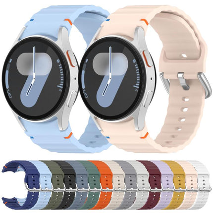 Wavy Grain Stitched Silver Buckle Silicone Watch Band, For Samsung Galaxy Watch 7 40 / 44mm - DealBuddy
