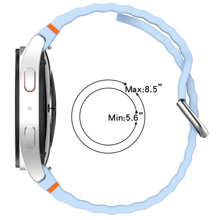 Wavy Grain Stitched Silver Buckle Silicone Watch Band, For Samsung Galaxy Watch 7 40 / 44mm - DealBuddy
