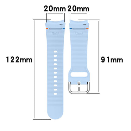 Wavy Grain Stitched Silver Buckle Silicone Watch Band, For Samsung Galaxy Watch 7 40 / 44mm - DealBuddy