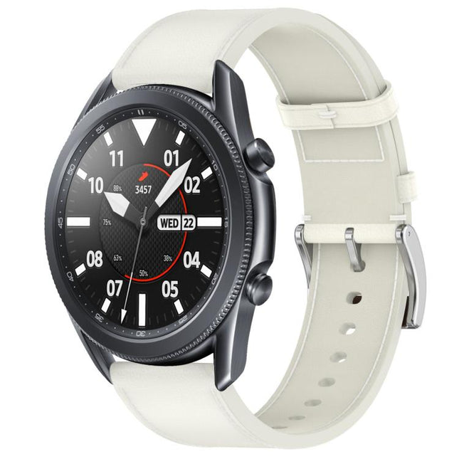 Press Button 22mm Leather Watch Band, For Samsung Galaxy Watch3 45mm - DealBuddy