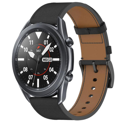 Press Button 22mm Leather Watch Band, For Samsung Galaxy Watch3 45mm - DealBuddy
