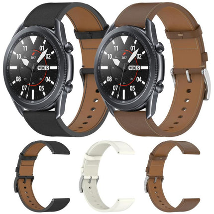 Press Button 22mm Leather Watch Band, For Samsung Galaxy Watch3 45mm - DealBuddy