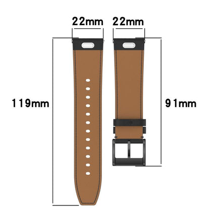 Press Button 22mm Leather Watch Band