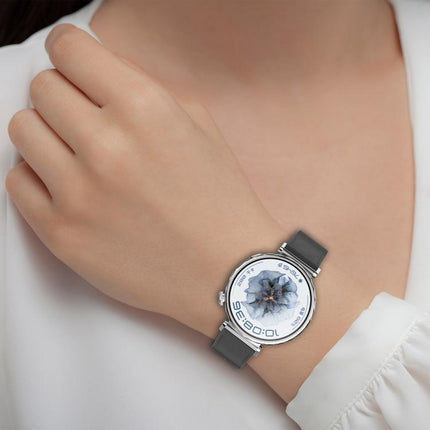 Press Button 22mm Leather Watch Band