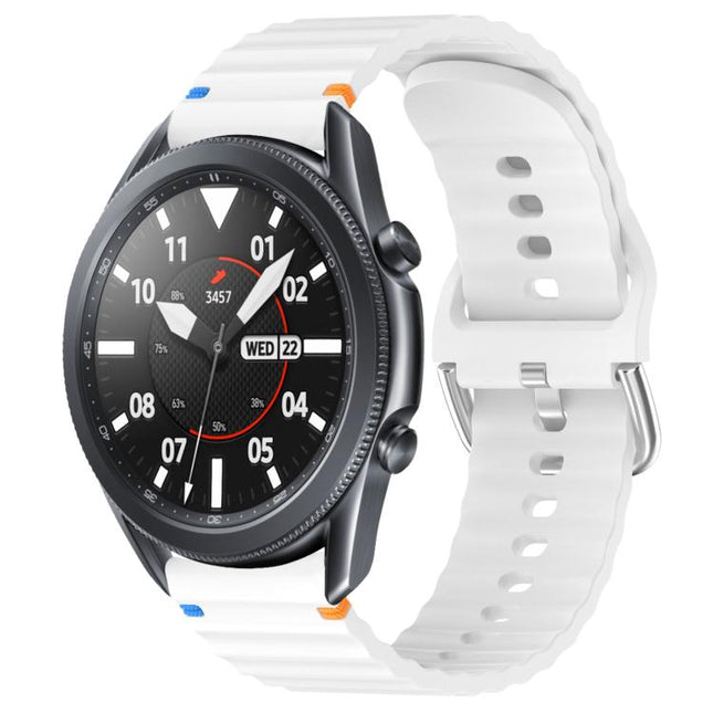 Wavy Grain Stitched 22mm Silicone Watch Band, For Samsung Galaxy Watch 3 45mm - DealBuddy