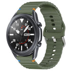 Wavy Grain Stitched 22mm Silicone Watch Band