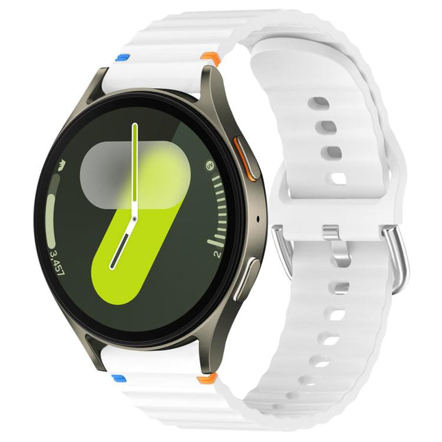 Wavy Grain Stitched 20mm Silicone Watch Band