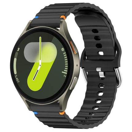 Wavy Grain Stitched 20mm Silicone Watch Band, For Samsung Galaxy Watch 7 40 / 44mm - DealBuddy