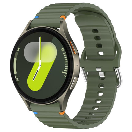 Wavy Grain Stitched 20mm Silicone Watch Band, For Samsung Galaxy Watch 7 40 / 44mm - DealBuddy