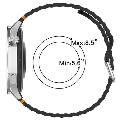 Wavy Grain Stitched 20mm Silicone Watch Band