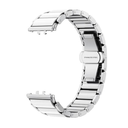 Butterfly Buckle Ceramic White Metal Watch Band, For Samsung Galaxy Fit 3 - DealBuddy
