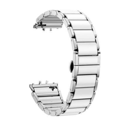 Butterfly Buckle Ceramic White Metal Watch Band, For Samsung Galaxy Fit 3 - DealBuddy