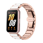 Butterfly Buckle Ceramic White Metal Watch Band, For Samsung Galaxy Fit 3 - DealBuddy