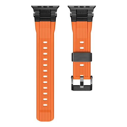 Stainless Steel Connector Vertical Grain TPU Watch Band, For Apple Watch 46mm / 49mm / 45mm / 44mm - DealBuddy