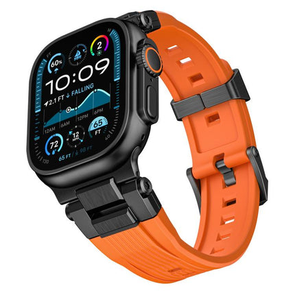 Stainless Steel Connector Vertical Grain TPU Watch Band, For Apple Watch 46mm / 49mm / 45mm / 44mm - DealBuddy