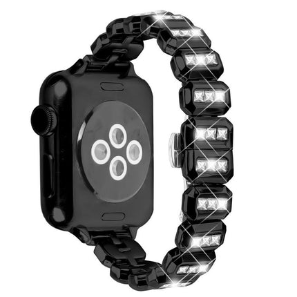 Small Square Diamonds Butterfly Buckle Watch Band, For Apple Watch 46mm / 49mm / 45mm / 44mm, For Apple Watch 42mm / 41mm / 40mm / 38mm - DealBuddy