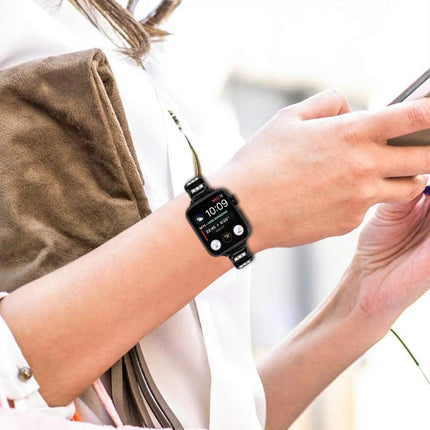 Small Square Diamonds Butterfly Buckle Watch Band, For Apple Watch 46mm / 49mm / 45mm / 44mm, For Apple Watch 42mm / 41mm / 40mm / 38mm - DealBuddy