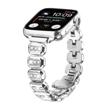 Small Square Diamonds Butterfly Buckle Watch Band, For Apple Watch 46mm / 49mm / 45mm / 44mm, For Apple Watch 42mm / 41mm / 40mm / 38mm - DealBuddy