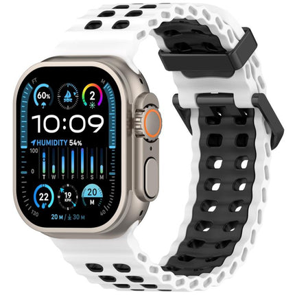 Ocean Double-row Hole Two-color Silicone Watch Band