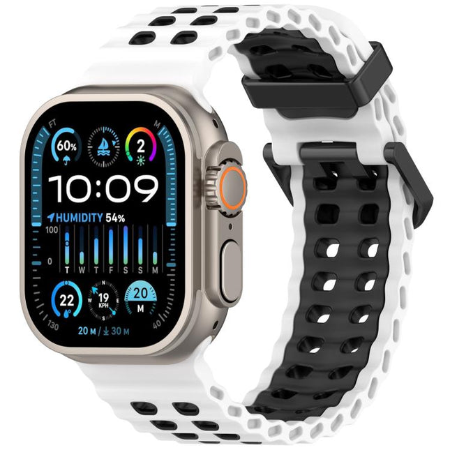 Ocean Double-row Hole Two-color Silicone Watch Band