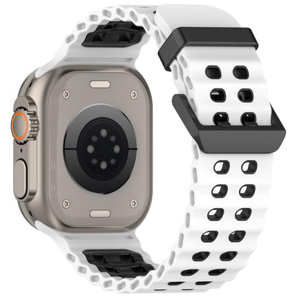 Ocean Double-row Hole Two-color Silicone Watch Band, For Apple Watch 46mm / 49mm / 45mm / 44mm