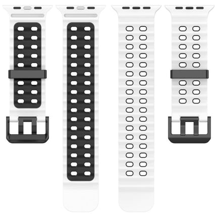 Ocean Double-row Hole Two-color Silicone Watch Band, For Apple Watch 46mm / 49mm / 45mm / 44mm