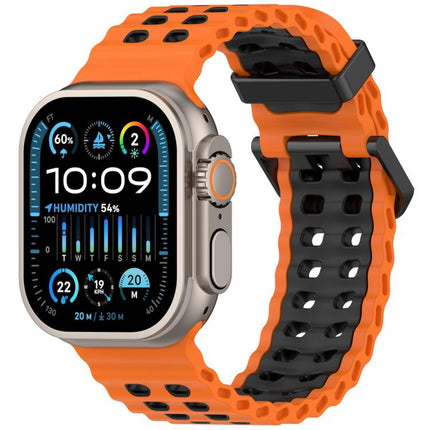 Ocean Double-row Hole Two-color Silicone Watch Band