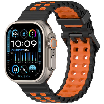 Ocean Double-row Hole Two-color Silicone Watch Band, For Apple Watch 46mm / 49mm / 45mm / 44mm