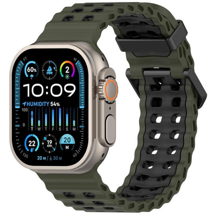 Ocean Double-row Hole Two-color Silicone Watch Band