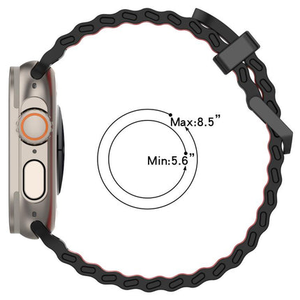 Ocean Double-row Hole Two-color Silicone Watch Band, For Apple Watch 46mm / 49mm / 45mm / 44mm