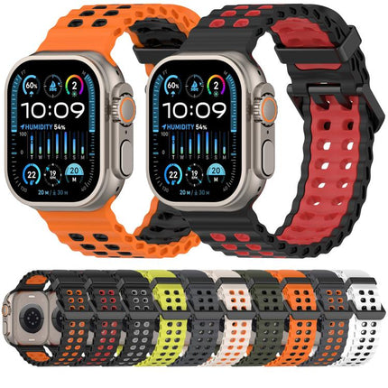 Ocean Double-row Hole Two-color Silicone Watch Band