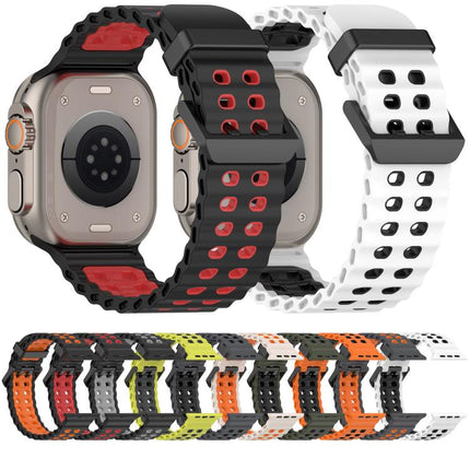 Ocean Double-row Hole Two-color Silicone Watch Band, For Apple Watch 46mm / 49mm / 45mm / 44mm