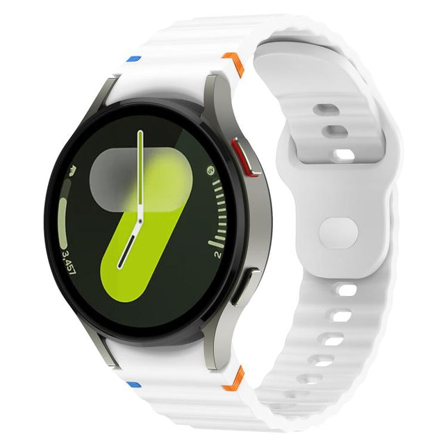 Wavy Grain Stitched Reverse Buckle 20mm Silicone Watch Band