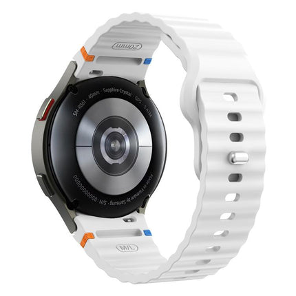 Wavy Grain Stitched Reverse Buckle 20mm Silicone Watch Band, For Samsung Galaxy Watch 7 40mm / 44mm - DealBuddy