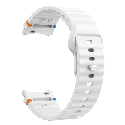 Wavy Grain Stitched Reverse Buckle 20mm Silicone Watch Band, For Samsung Galaxy Watch 7 40mm / 44mm - DealBuddy