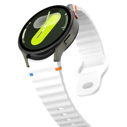 Wavy Grain Stitched Reverse Buckle 20mm Silicone Watch Band, For Samsung Galaxy Watch 7 40mm / 44mm - DealBuddy