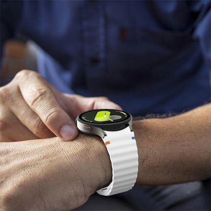 Wavy Grain Stitched Reverse Buckle 20mm Silicone Watch Band