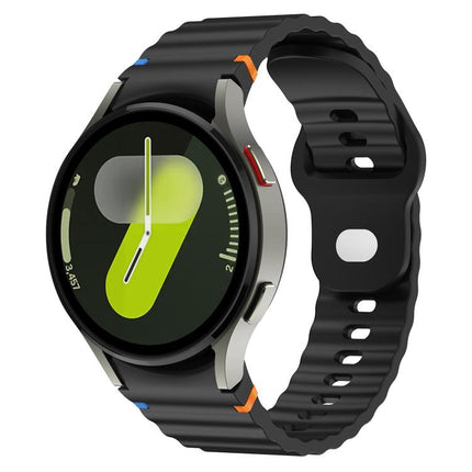 Wavy Grain Stitched Reverse Buckle 20mm Silicone Watch Band