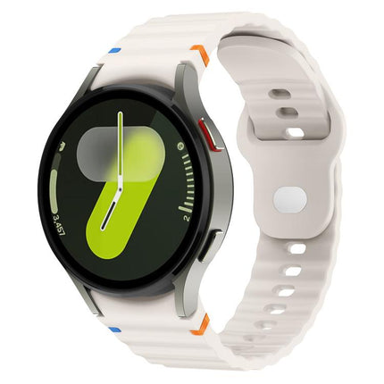 Wavy Grain Stitched Reverse Buckle 20mm Silicone Watch Band