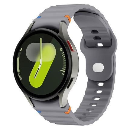Wavy Grain Stitched Reverse Buckle 20mm Silicone Watch Band
