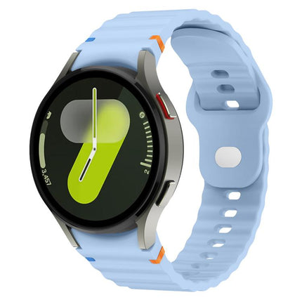 Wavy Grain Stitched Reverse Buckle 20mm Silicone Watch Band