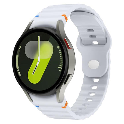 Wavy Grain Stitched Reverse Buckle 20mm Silicone Watch Band