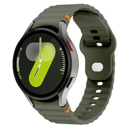 Wavy Grain Stitched Reverse Buckle 20mm Silicone Watch Band