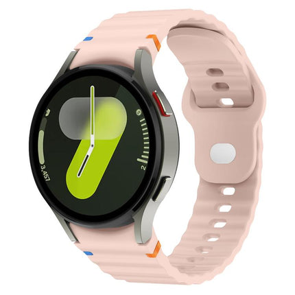 Wavy Grain Stitched Reverse Buckle 20mm Silicone Watch Band, For Samsung Galaxy Watch 7 40mm / 44mm - DealBuddy