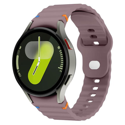Wavy Grain Stitched Reverse Buckle 20mm Silicone Watch Band, For Samsung Galaxy Watch 7 40mm / 44mm - DealBuddy