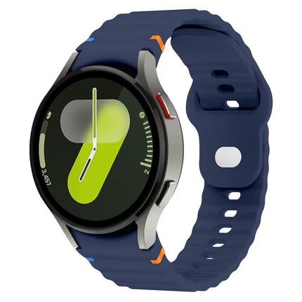 Wavy Grain Stitched Reverse Buckle 20mm Silicone Watch Band, For Samsung Galaxy Watch 7 40mm / 44mm - DealBuddy
